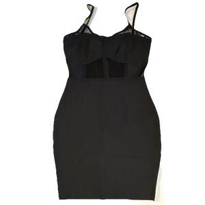 Windsor Black Lace Mesh Bodycon Mini Dress Sweetheart Neck cocktail  Size S LBD